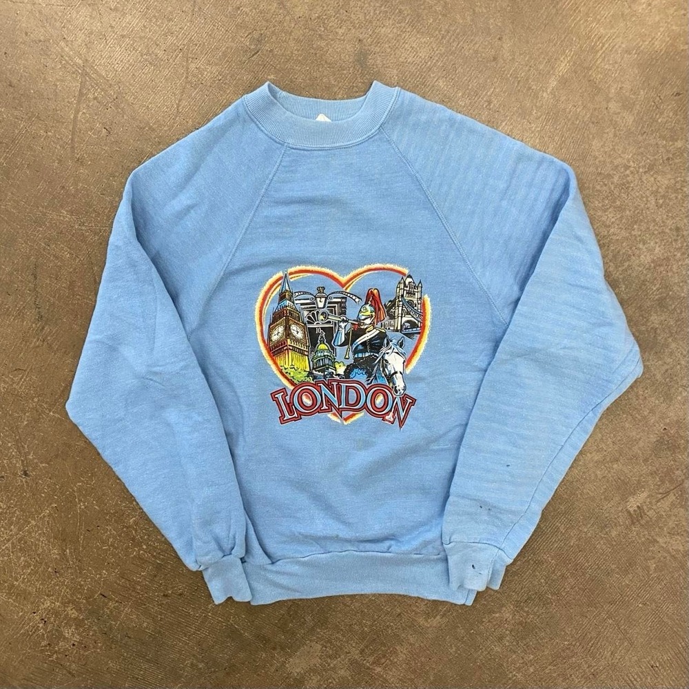 Vintage London United Kingdom 80s Destination Tourist Sweatshirt Size Small